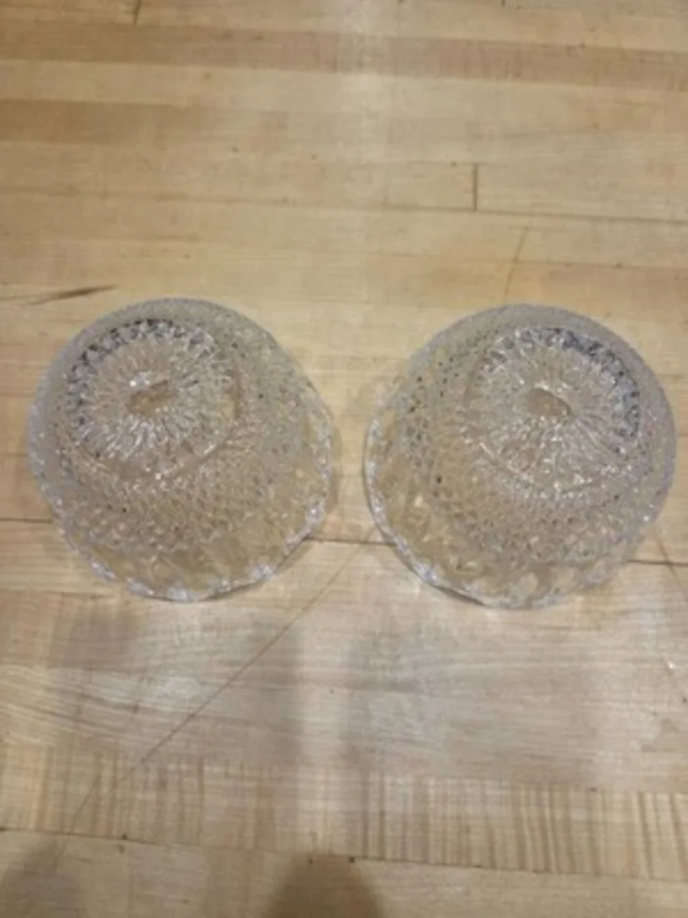 Vintage 24% Lead Crystal Ruffled Dessert Bowls Heavy Starburst Pair Set 2